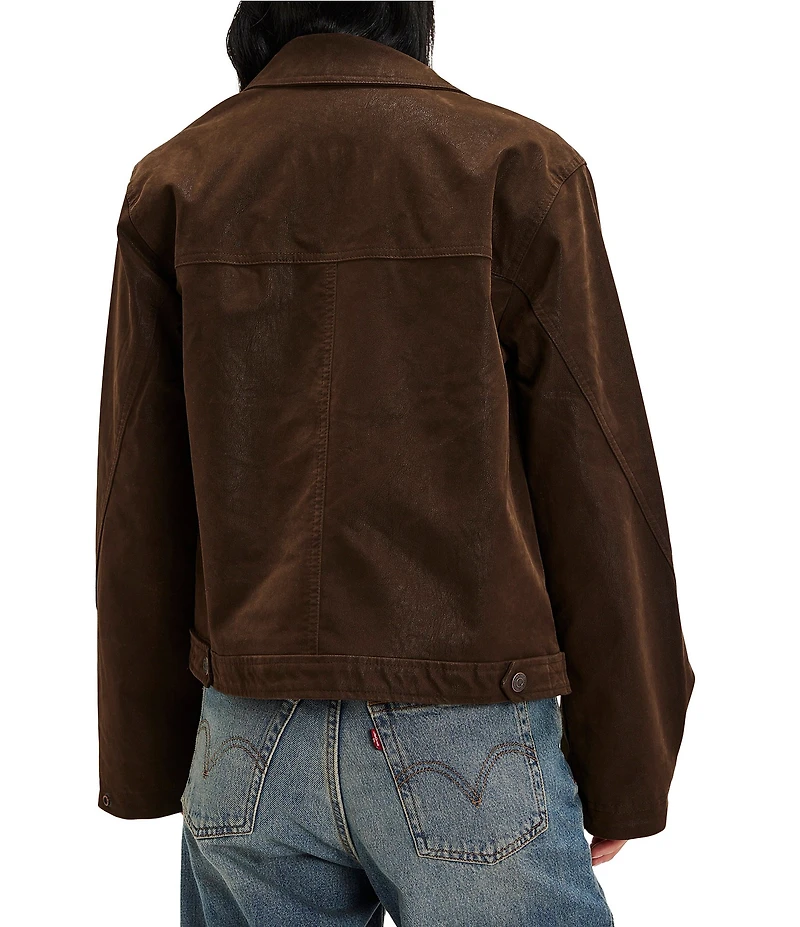 Free People We The Free Blair Vegan Suede Sierra Collared Long Sleeve Jacket