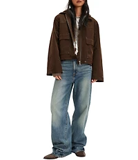 Free People We The Free Blair Vegan Suede Sierra Collared Long Sleeve Jacket