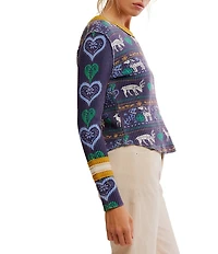 Free People We The Free Blissful Printed Scoop Neck Long Sleeve Layering Tee