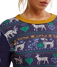 Free People We The Free Blissful Printed Scoop Neck Long Sleeve Layering Tee