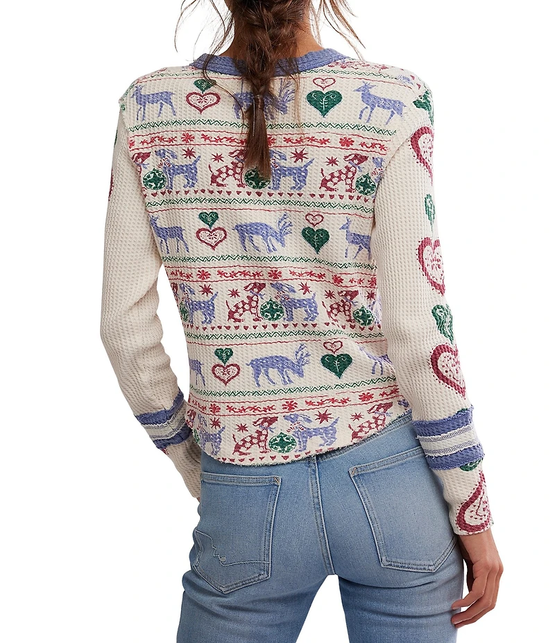 Free People We The Free Blissful Printed Scoop Neck Long Sleeve Layering Tee