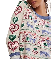 Free People We The Free Blissful Printed Scoop Neck Long Sleeve Layering Tee