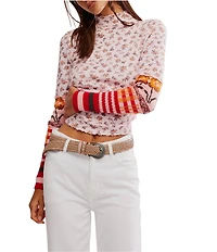 Free People We The Free Bold Bowery Cuff Mock Neck Long Sleeve Knit Top