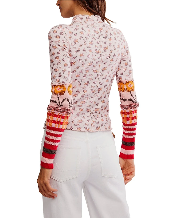 Free People We The Free Bold Bowery Cuff Mock Neck Long Sleeve Knit Top