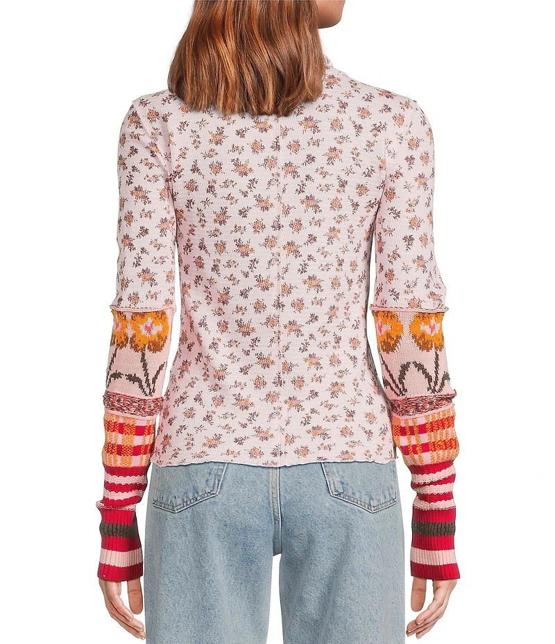 Free People We The Free Bold Bowery Cuff Mock Neck Long Sleeve Knit Top