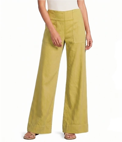 Free People We The Free Breezy Denim Pull-On Mid Rise Wide Leg Denim Jean