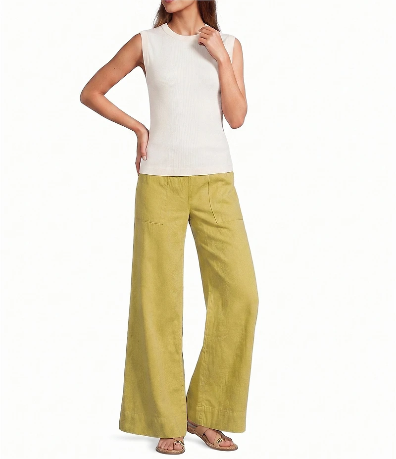 Free People We The Free Breezy Denim Pull-On Mid Rise Wide Leg Denim Jean