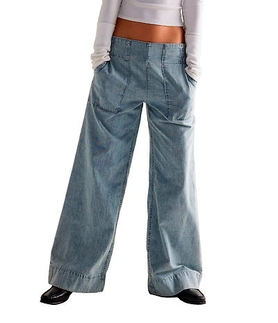 Free People We The Free Breezy Wide-Leg Pull-On Denim Jeans