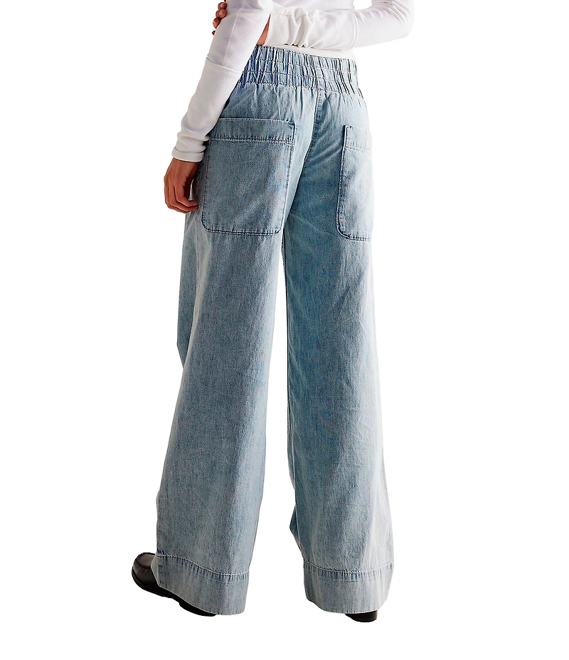 Free People We The Free Breezy Wide-Leg Pull-On Denim Jeans