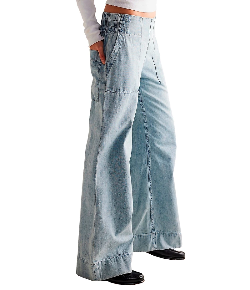 Free People We The Free Breezy Wide-Leg Pull-On Denim Jeans