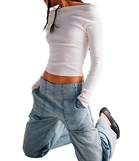 Free People We The Free Breezy Wide-Leg Pull-On Denim Jeans