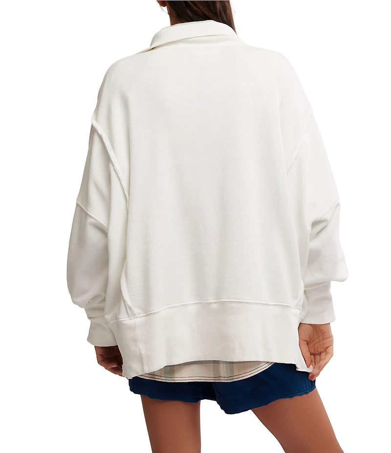 Free People We The Free Camden Henley Collar Neck Long Sleeve Sweatshirt