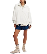 Free People We The Free Camden Henley Collar Neck Long Sleeve Sweatshirt