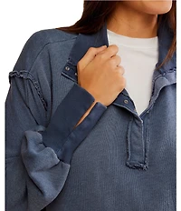 Free People We The Free Camden Henley Collar Neck Long Sleeve Sweatshirt