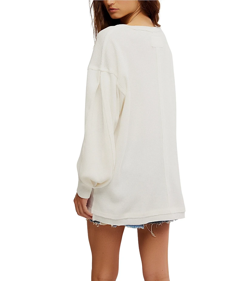 Free People We The Free Coast 2 Coast Scooped Neck Long Sleeve Waffle Knit Thermal