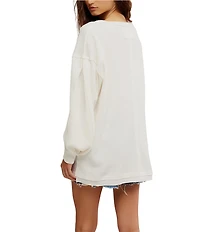 Free People We The Free Coast 2 Coast Scooped Neck Long Sleeve Waffle Knit Thermal