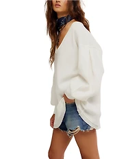 Free People We The Free Coast 2 Coast Scooped Neck Long Sleeve Waffle Knit Thermal
