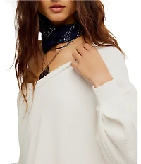 Free People We The Free Coast 2 Coast Scooped Neck Long Sleeve Waffle Knit Thermal
