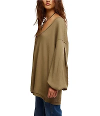 Free People We The Free Coast 2 Coast Scooped Neck Long Sleeve Waffle Knit Thermal