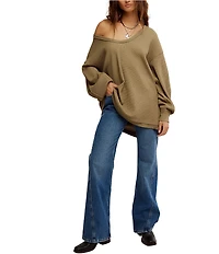 Free People We The Free Coast 2 Coast Scooped Neck Long Sleeve Waffle Knit Thermal