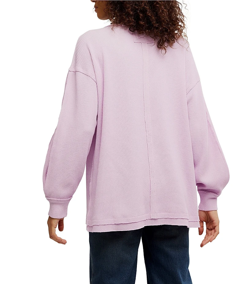 Free People We The Free Coast 2 Coast Scooped Neck Long Sleeve Waffle Knit Thermal