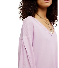 Free People We The Free Coast 2 Coast Scooped Neck Long Sleeve Waffle Knit Thermal