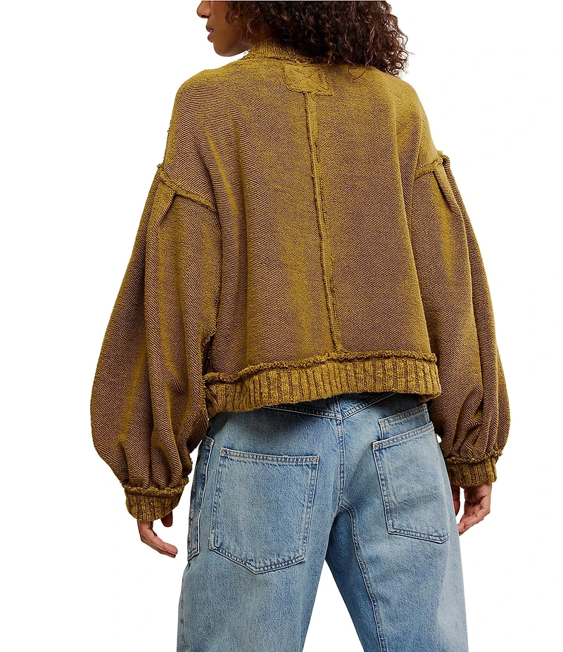 Free People We The Free Cute In This Cardi Crew Neck Long Sleeve Button Front Soft Terry Cardigan