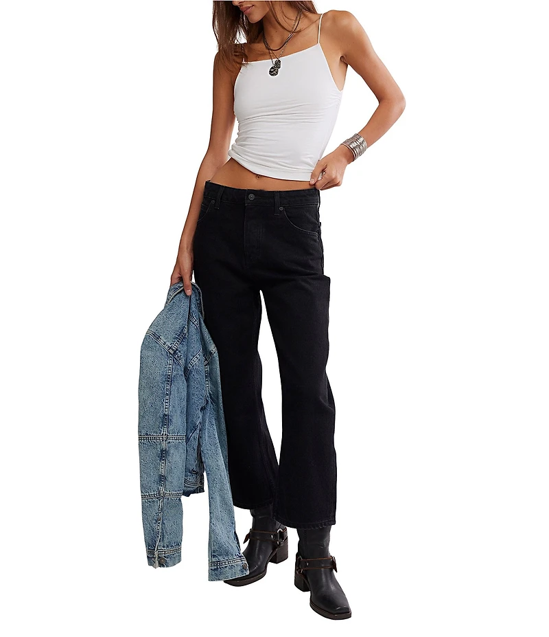 Free People We The Free Deep Trance Dropped Denim High Rise Wide Leg Boyfriend Jeans