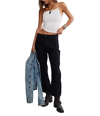 Free People We The Free Deep Trance Dropped Denim High Rise Wide Leg Boyfriend Jeans
