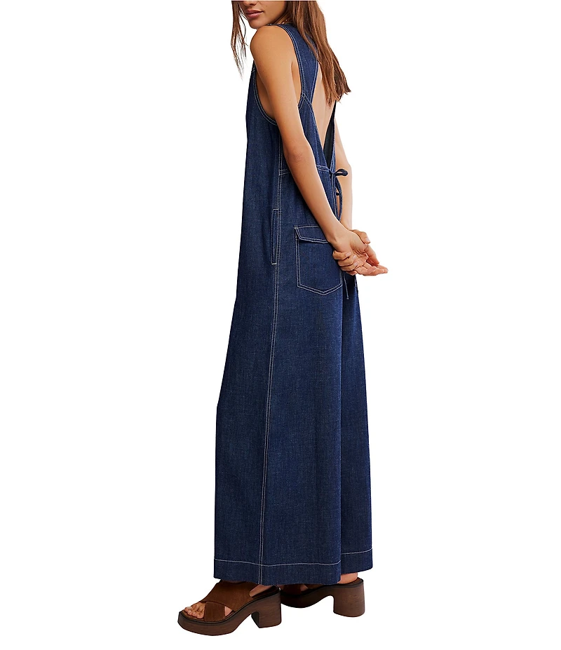 Free People We The Free Do No Wrong Crew Neck Sleeveless Wide Leg Jumpsuit