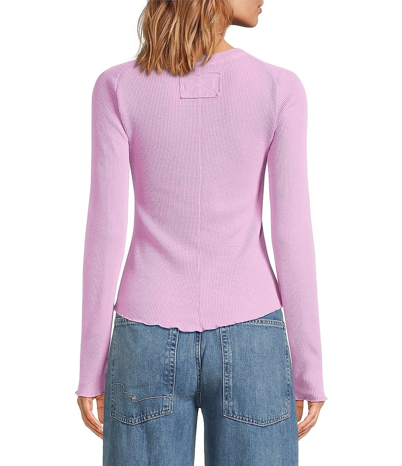 Free People We The Free Easy Does It Waffle Knit Crew Neck Long Sleeve Tee Shirt