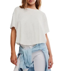 Free People We The Free Elsie Swing Boat Neck Short Sleeve Cropped Tee