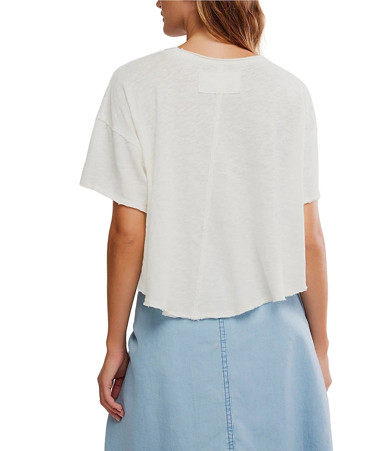 Free People We The Free Elsie Swing Boat Neck Short Sleeve Cropped Tee