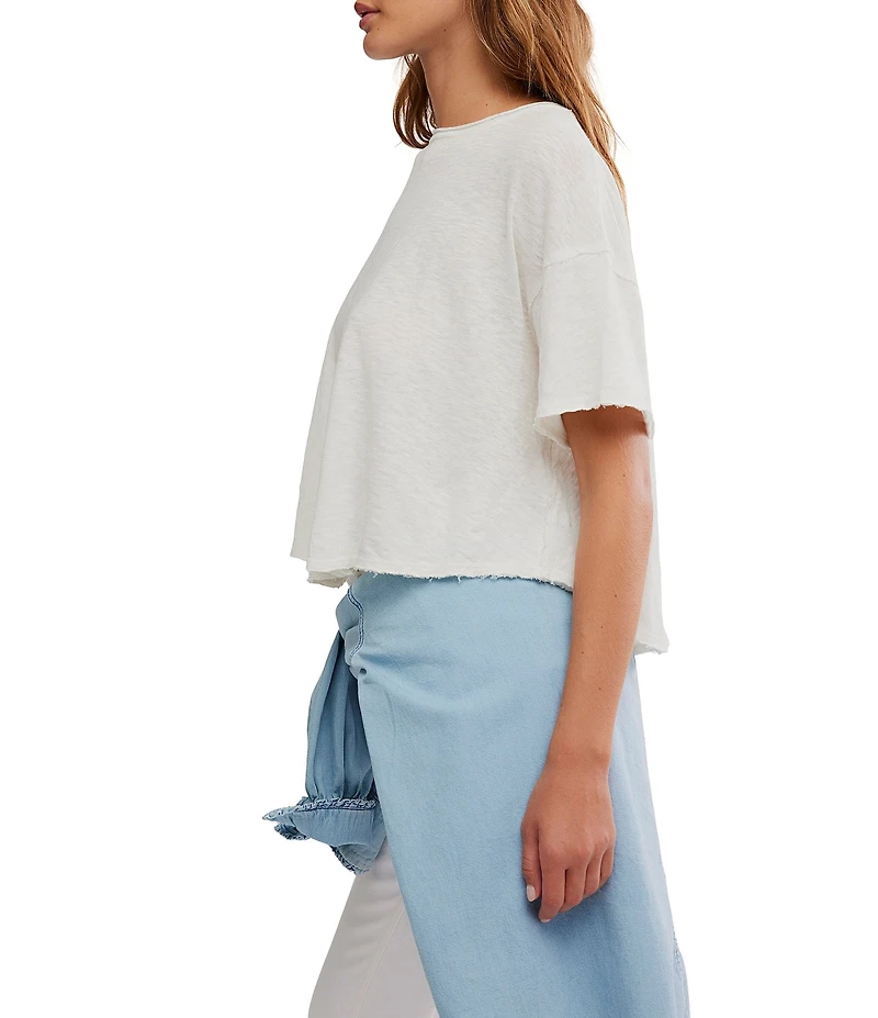 Free People We The Free Elsie Swing Boat Neck Short Sleeve Cropped Tee