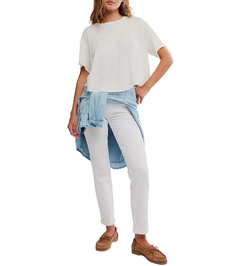 Free People We The Free Elsie Swing Boat Neck Short Sleeve Cropped Tee