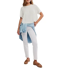 Free People We The Free Elsie Swing Boat Neck Short Sleeve Cropped Tee