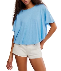 Free People We The Free Elsie Swing Boat Neck Short Sleeve Cropped Tee