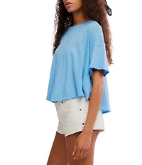 Free People We The Free Elsie Swing Boat Neck Short Sleeve Cropped Tee