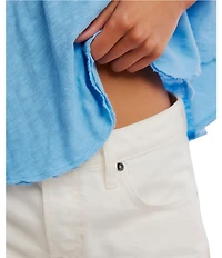 Free People We The Free Elsie Swing Boat Neck Short Sleeve Cropped Tee