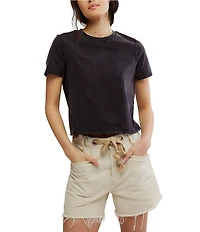 Free People We The Free Everyday Crew Neck Short Sleeve Semi Cropped Tee
