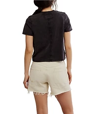 Free People We The Free Everyday Crew Neck Short Sleeve Semi Cropped Tee