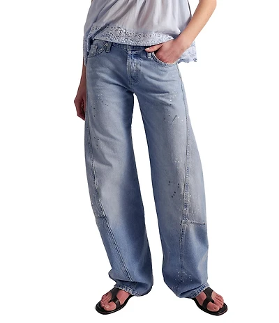 Free People We The Free Fable Art School Low Rise Twisted Bowed Leg Denim Jeans