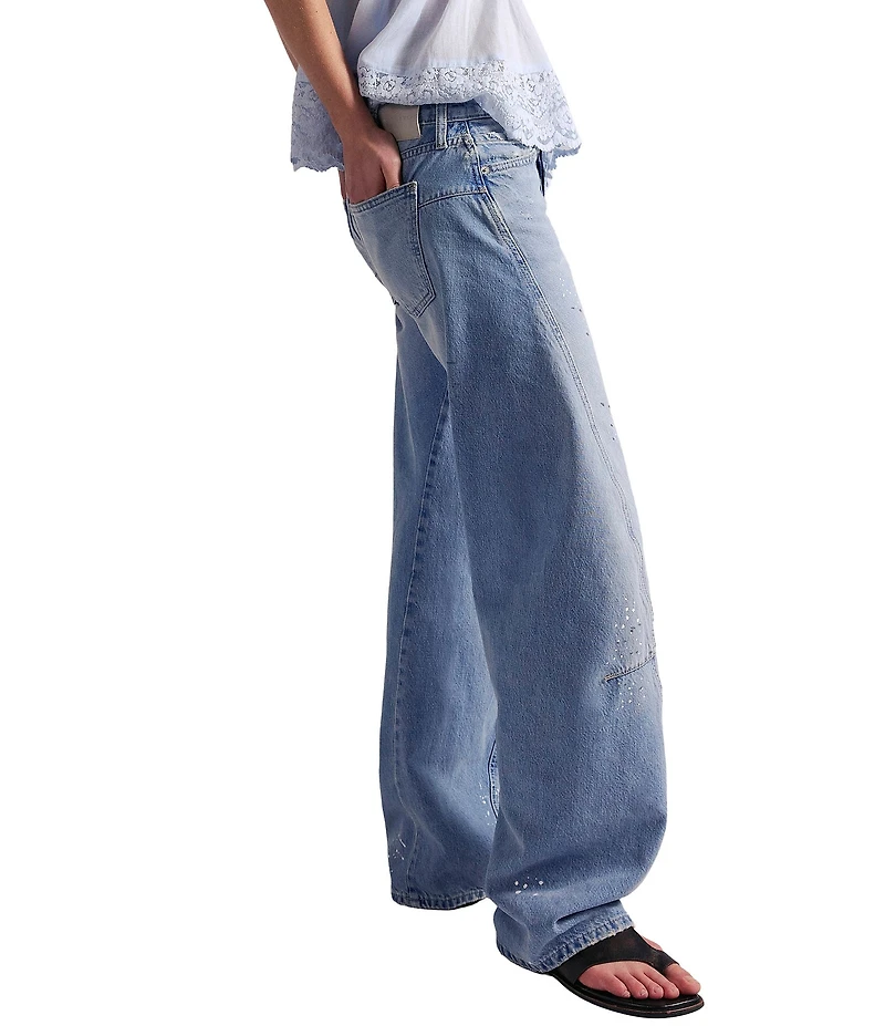 Free People We The Free Fable Art School Low Rise Twisted Bowed Leg Denim Jeans