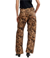 Free People We The Free Fable Snake Printed Low Rise Arced Leg Denim Jeans