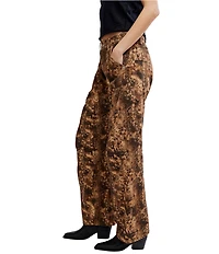 Free People We The Free Fable Snake Printed Low Rise Arced Leg Denim Jeans