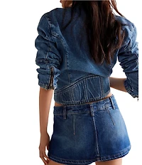 Free People We The Free Galivanting Peekaboo Denim Micro Skort