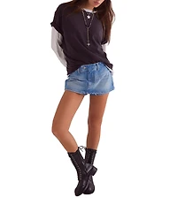 Free People We The Free Galivanting Peekaboo Denim Micro Skort