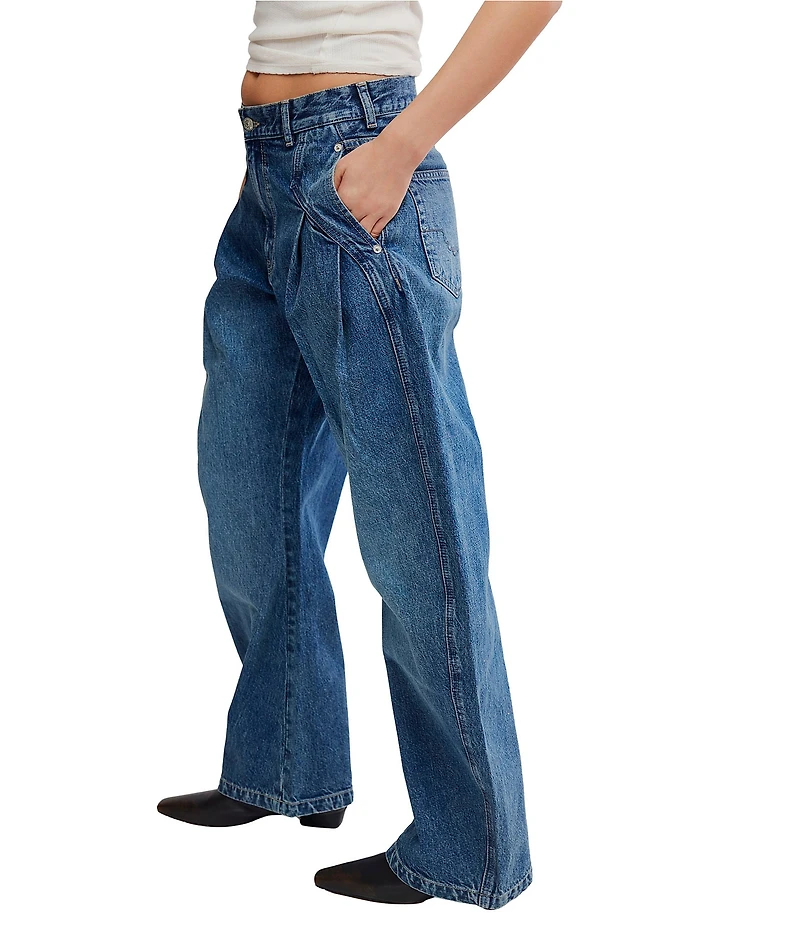 Free People We The Free Golden Hour Low Rise Barrel Leg Denim Trouser Pants