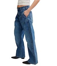 Free People We The Free Golden Hour Low Rise Barrel Leg Denim Trouser Pants