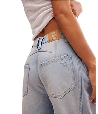 Free People We The Free Good Luck Mid Rise Destruction Wide Leg Barrel Jeans
